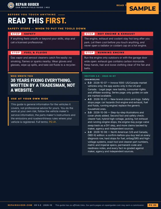 Sample page 2 of the field guide: Read first: safety stops